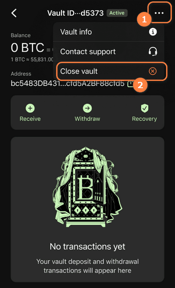 How to close Bitcoin vault