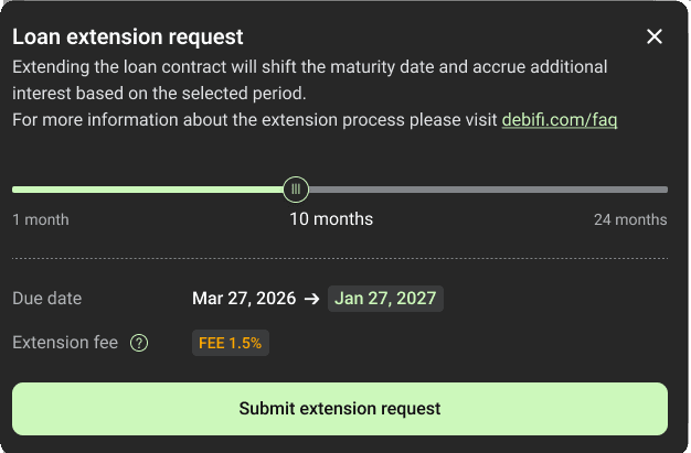 Step 1 - loan extension request