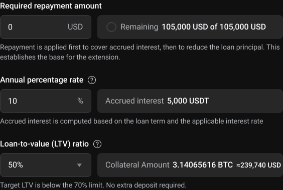 Step 2 - adjusting loan extension