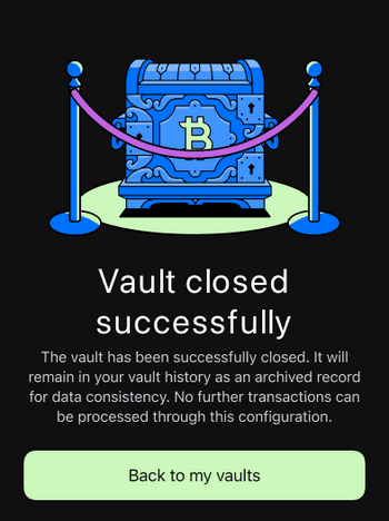 Debifi Bitcoin Vault is closed successfully